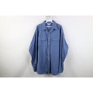 Vintage 70s Five Brother Mens 2XLT Faded Chamois Cloth Collared Button Shirt USA